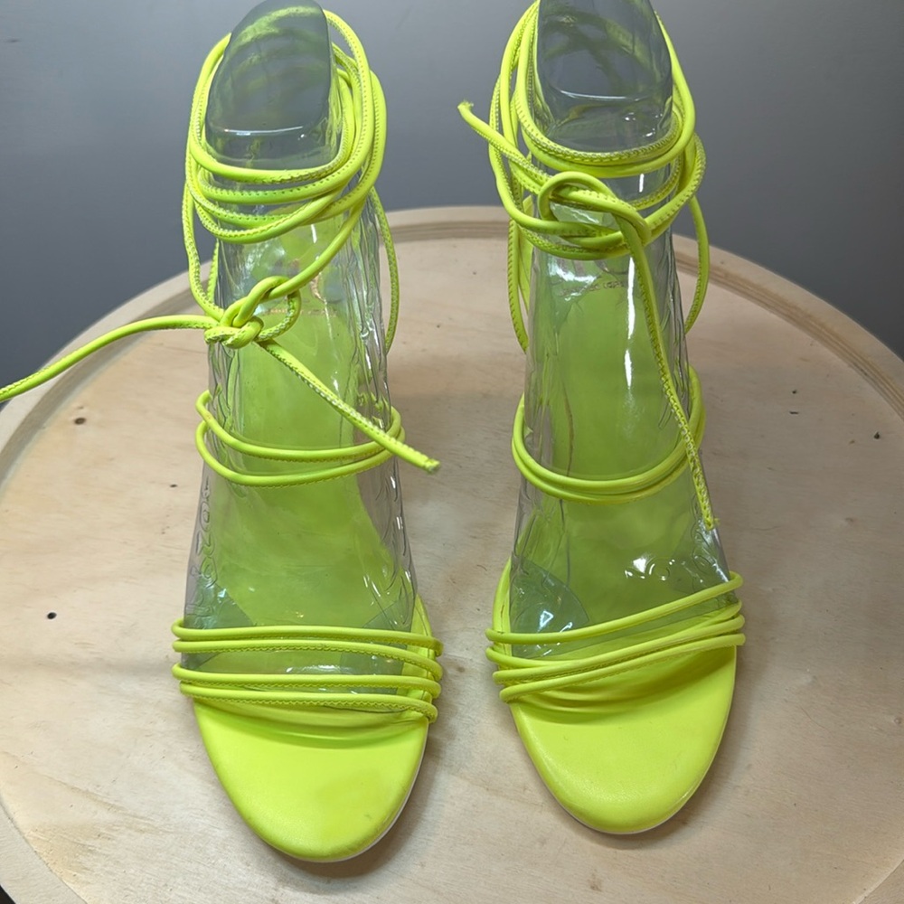 JLO Neon Yellow Sexy Strappy High Heel Sandals Size 6m